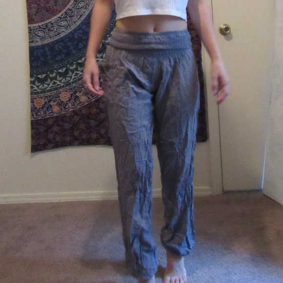 Bohemian island solid gray yoga pants - Picture 1 of 4